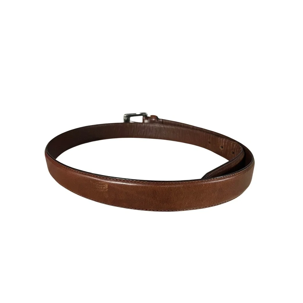 Polo Ralph Lauren Brown Italian Leather Belt Silver Buckle Mens Size 38 95